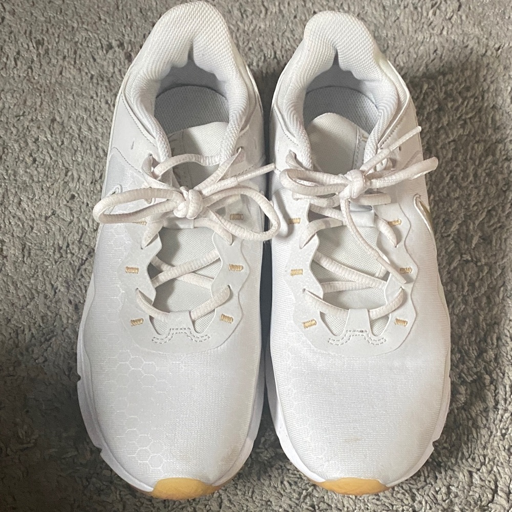 Nike Women's White and Gold Accent Sneakers - Picture 3 of 9